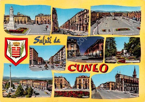 Cartolina Cuneo 9 vedute paese
