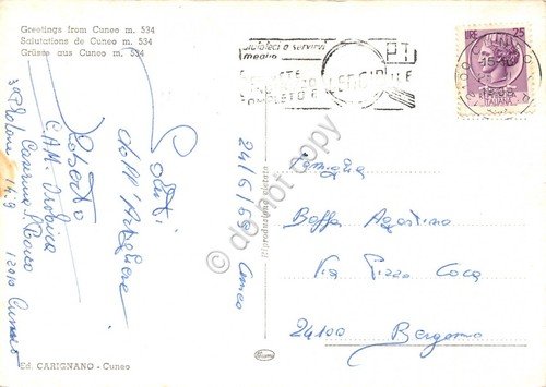 Cartolina Cuneo 9 vedute paese