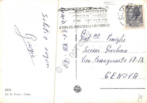 Cartolina Cuneo vedute BN 1960
