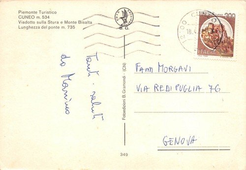 Cartolina Cuneo Viadotto sullo Stura Monte Bisalta