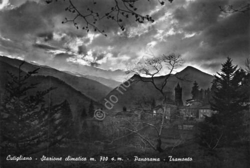 Cartolina Cutigliano Panorama con case al tramonto 1964