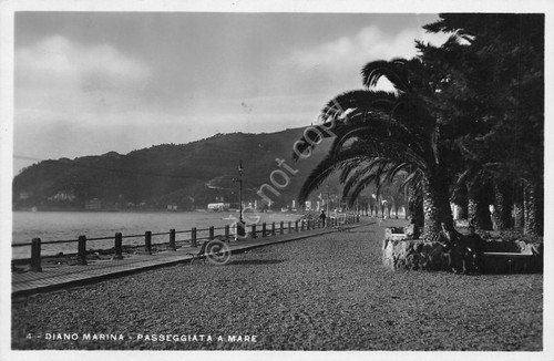 Cartolina Diano Marina passeggiata a mare anni '30 foto cartolina