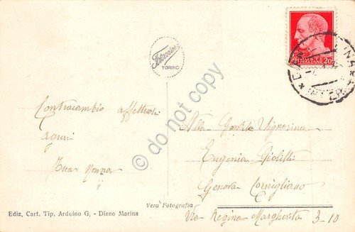 Cartolina Diano Marina passeggiata a mare anni '30 foto cartolina