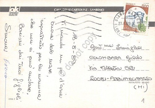 Cartolina Diano Marina vedute su riquadri colorati 1989 (Savona) | Immagine Gallery 2