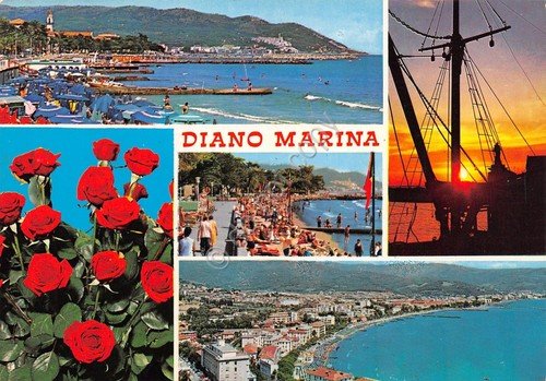 Cartolina Diano Marina vedute varie panorama aereo Timbro Espo filatelica … | Immagine principale