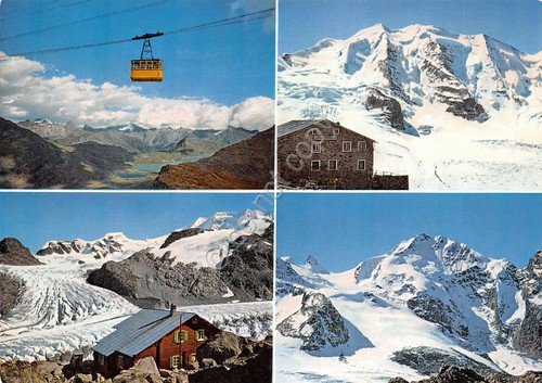 Cartolina Diavolezza Piz Palù Piz Bernina 1961 vedute funivia (Sondrio) | Immagine principale