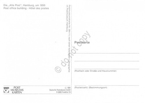 Cartolina Die Alte Post Hamburg Timbro filatelico 1985 | Immagine Gallery 2