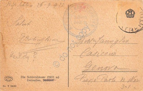 Cartolina Die Schlernhauser Dolomiti 1923