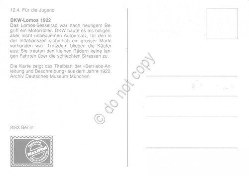 Cartolina DKW Lomos 1922 timbro filatelico 1983 | Immagine Gallery 2