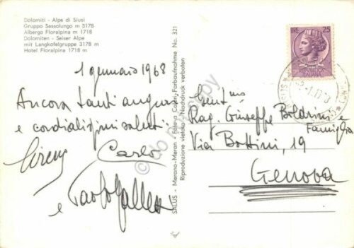 Cartolina Dolomiti Alpe di Siusi Albergo Floralpina 1968