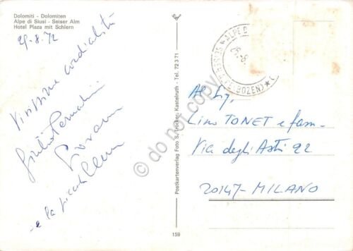 Cartolina Dolomiti Alpe di Siusi Hotel Plaza 1972 (Bolzano)