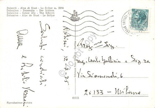 Cartolina Dolomiti Alpe di Siusi Scillar 1975 (Bolzano) | Immagine Gallery 2