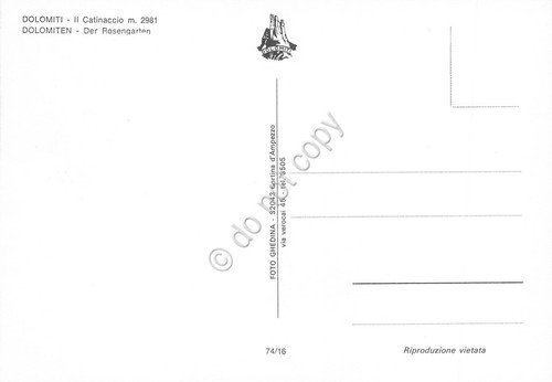 Cartolina Dolomiti Catinaccio vista montagna all'alba