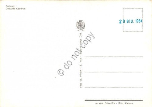Cartolina Dolomiti Costumi tipici Cadorini suonatore fisarmonica