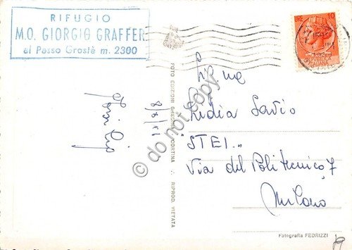 Cartolina Dolomiti del Brenta Rifugio Graffer 1956