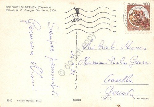 Cartolina Dolomiti del Brenta Rifugio Graffer animata 1982 (Trento) | Immagine Gallery 2
