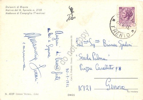 Cartolina Dolomiti di Brenta Motivo dal Monte Spinale tori 1972 … | Immagine Gallery 2