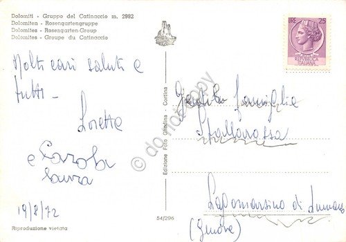 Cartolina Dolomiti Gruppo Catinaccio panorama e mucche al pascolo 1972 … | Immagine Gallery 2