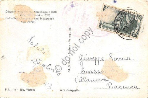 Cartolina Dolomiti Gruppo Sassolungo e Sella visto dal Pordoi 1953 | Immagine Gallery 2