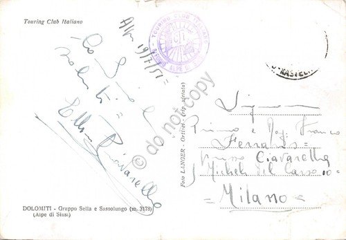 Cartolina Dolomiti Gruppo Sella e Sassolungo Touring Club Italiano 1951 …