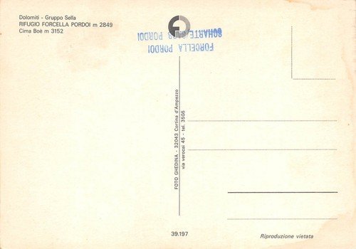 Cartolina Dolomiti Gruppo Sella Rifugio Forcella Pordoi