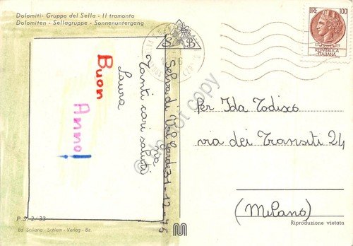 Cartolina Dolomiti Gruppo Sella Tramonto 1975 (Bolzano) | Immagine Gallery 2