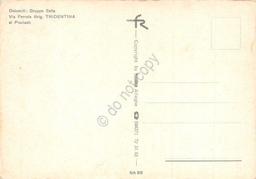Cartolina Dolomiti Gruppo Sella Via Ferrata Brigata Tridentina Pisciadù animata | Immagine Gallery 2