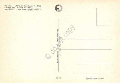 Cartolina Dolomiti Lago Carezza Gruppo Latemar (Bolzano)