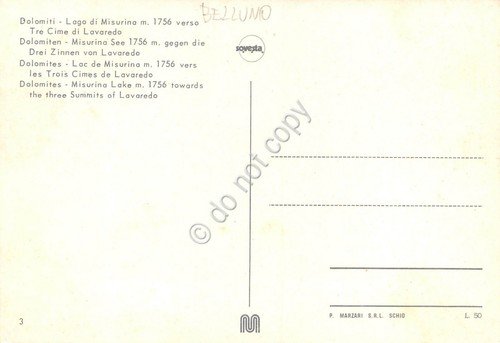 Cartolina Dolomiti Lago di Misurina verso Tre cime di Lavaredo … | Immagine Gallery 2
