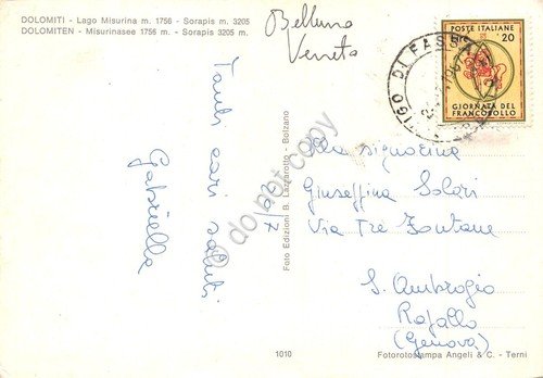 Cartolina Dolomiti Lago Misurina Sorapis 1967