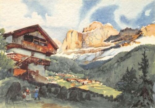 Cartolina Dolomiti Nova Levante e Catinaccio Illustrata Raimondi