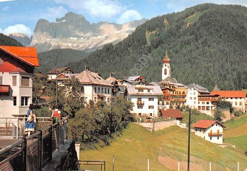 Cartolina Dolomiti Nova Levante panorama parziale animata anni '60