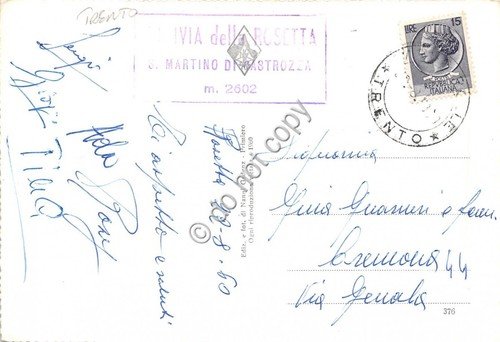 Cartolina Dolomiti Pale S. Martino Stazione Funivia Rosetta col Cimone …