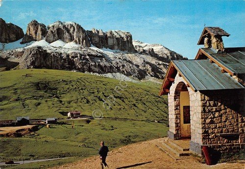 Cartolina Dolomiti Passo Pordoi Chiesetta 1977 | Immagine principale