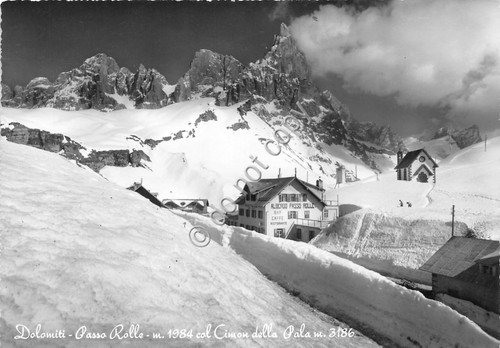 Cartolina Dolomiti Passo Rolle Albergo 1962