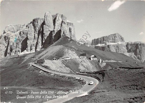 Cartolina Dolomiti Passo Sella Albergo Maria Flora 1968