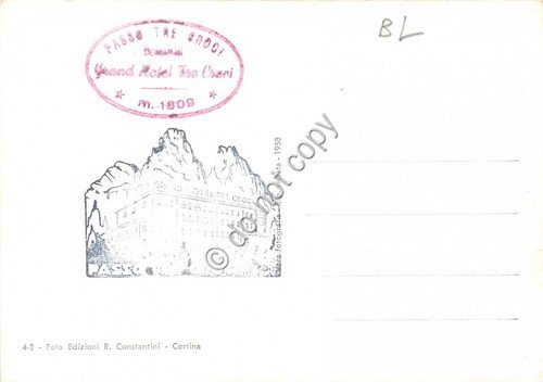 Cartolina Dolomiti Passo Tre Croci Gruppo Marmarole Timbro Albergo sul …