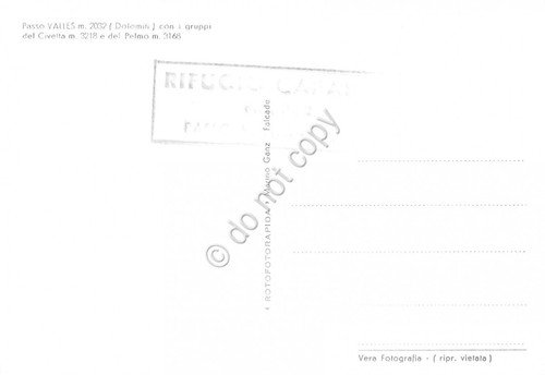 Cartolina Dolomiti Passo Valles con Civetta e Pelmo timbro rifugio …