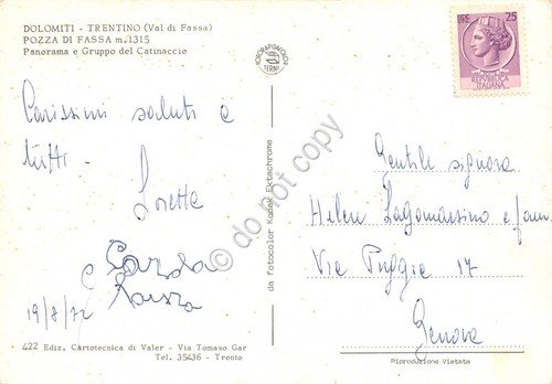 Cartolina Dolomiti Pozza di Fassa panorama e Gruppo Catinaccio 1972 … | Immagine Gallery 2