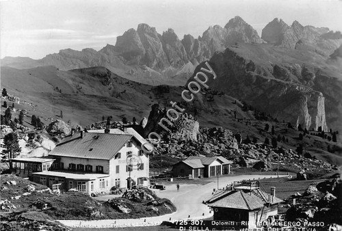 Cartolina Dolomiti Rifugio Albergo Passo di Sella | Immagine principale
