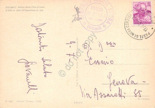 Cartolina Dolomiti Rifugio Maria Flora al Passo Sella Timbro Albergo … | Immagine Gallery 2