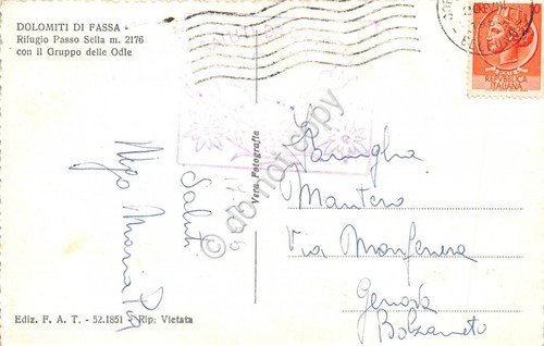 Cartolina Dolomiti Rifugio Passo Sella 1956