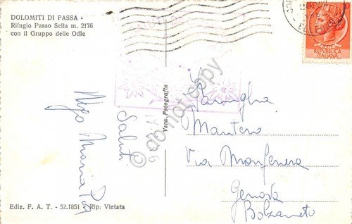 Cartolina Dolomiti Rifugio Passo Sella 1956 | Immagine Gallery 2
