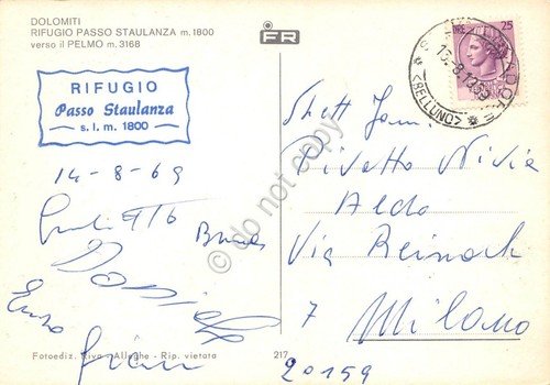 Cartolina Dolomiti Rifugio Passo Staulanza verso il Pelmo 1969 | Immagine Gallery 2
