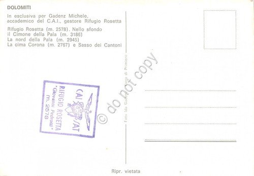 Cartolina Dolomiti Rifugio Rosetta (Trento)