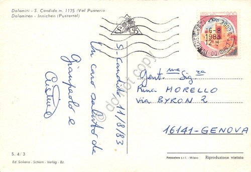 Cartolina Dolomiti San Candido panorama paese 1983 (Bolzano) | Immagine Gallery 2