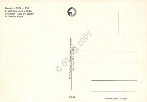 Cartolina Dolomiti Siusi Chiesa di S. Valentino verso lo Sciliar | Immagine Gallery 2