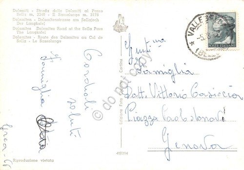 Cartolina Dolomiti Strada delle Dolomiti al Passo Sella 1966