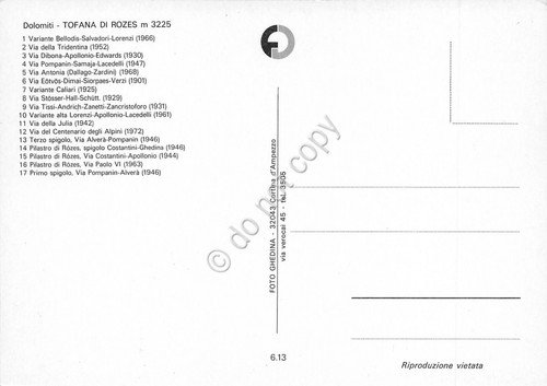 Cartolina Dolomiti Tofana di Rozes con varianti e vie | Immagine Gallery 2