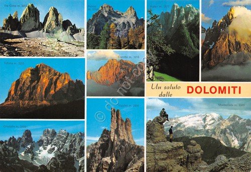 Cartolina Dolomiti vedute varie Saluti da anni '70